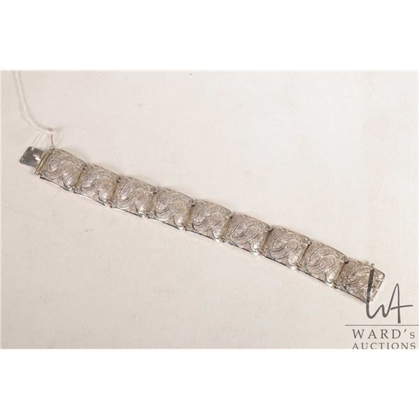 Birks vintage sterling silver filigree bracelet, 7 1/4" in length