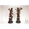 Image 1 : Two antique spelter figures "Muse Des Bois" par Louis Moreau ( Mlle d' Or), including a 20" harpist 