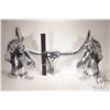 Image 2 : Two aluminum 18" horse heads and a 32" wide steer head