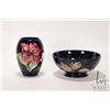 Image 1 : Two pieces of Moorcroft pottery including 5" Hibiscus vase and a 6 1/2" Columbine dish