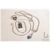 Image 1 : Selection of silver jewellery including Italian 28" neck chain with stone pendant, both marked 925 p