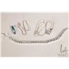 Image 1 : Tray lot of jewellery including sterling silver 18" box chain with sterling silver and white topaz g