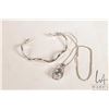 Image 1 : Sterling silver 20" box chain with faceted gemstone pendant and a sterling silver cuff bracelet