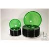 Image 1 : Twelve each 11" green glass dinner plates and 7" plates