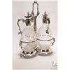Image 4 : Antique Victorian silverplate cruet set with three cut crystal ewers, two with original stoppers, 14