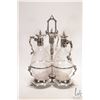 Image 5 : Antique Victorian silverplate cruet set with three cut crystal ewers, two with original stoppers, 14
