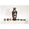 Image 1 : Selection of Chinese cloisonne including three open salts with peppers plus a 9" vase