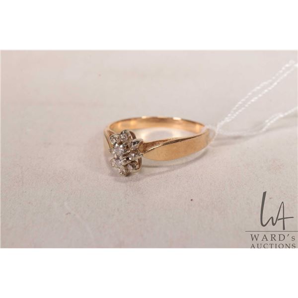 14kt yellow gold and diamond cluster ring, size 6.5