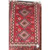 Image 1 : 100% hand made Iranian wool carpet, Shiraz, triple medallion, red background and highlights of blue,