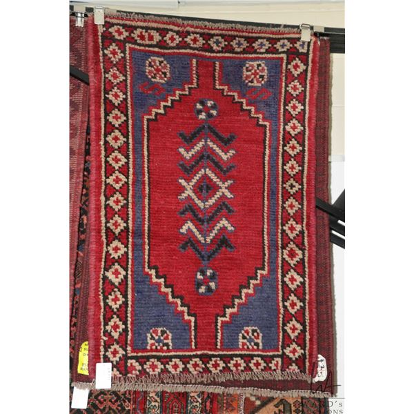 100% hand made Iranian wool carpet, Fasa, red background and highlights of blue, cream, black etc. 2