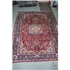 Image 1 : 100% hand made Iranian wool carpet, Esfahan, center medallion, red background and highlights of blue