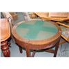 Image 5 : Antique quarter cut oak, Mission style games table with chip and card storage, 28" H X 30" diameter