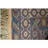 Image 3 : Vintage wool carpet runner with triple medallion, blue background and highlights of taupe, green, cr