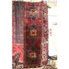 Image 1 : Wool carpet runner with triple medallion red background and highlights of blue, cream etc. 32" x 114