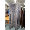 Image 1 : Semi contemporary three panel room divider with inset stainless steel decoration, each panel is 79" 