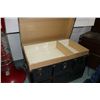 Image 2 : Antique metal bound steamer trunk with removable tray, 24" X 38" X 22"