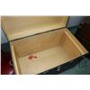 Image 3 : Antique metal bound steamer trunk with removable tray, 24" X 38" X 22"