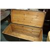 Image 4 : Primitive wooden chest with attached metal handles, 17" X 40" X 18"