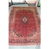 Image 1 : 100% hand made Iranian wool carpet, Kashan, center medallion, red background and highlights of black