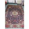 Image 1 : 100% hand made Iranian wool carpet, Tabriz with center medallion, blue background and highlights of 