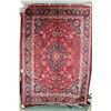 Image 1 : 100% hand made Iranian wool carpet, Mashad, center medallion, red background and highlights of blue,