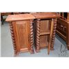 Image 2 : Pair of single door side tables with barley twist columns and carved floral raised panels, re purpos