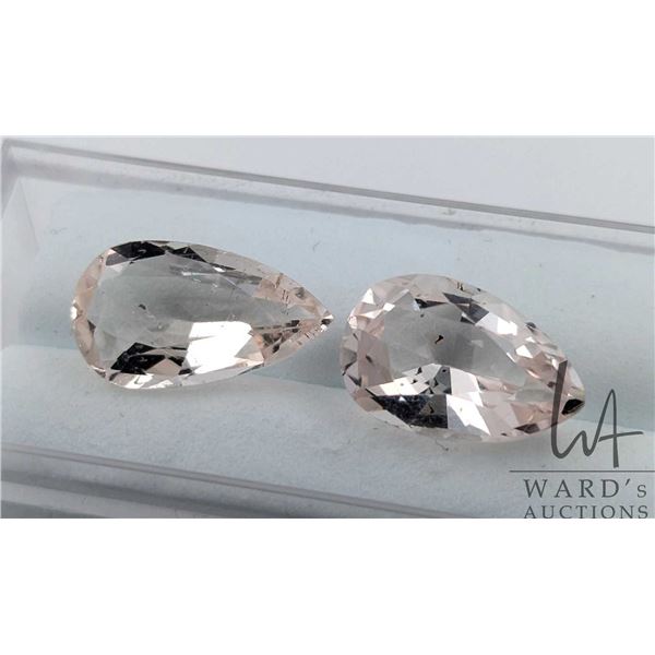 8.4 ct certified Pink Morganite pair, Certificate provided by consignor