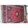 Image 1 : 100% hand made Iranian wool carpet, Mashad, center medallion red background and highlights blues, pi