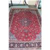 Image 1 : 100% hand made Iranian wool carpet, Mashad with center medallion and signed, red background and high