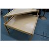 Image 3 : Mid century modern Canadian made blonde oak two piece step up side table, 22" to upper level, 25" X 
