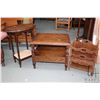 Image 1 : Three pieces of vintage furniture including side table, magazine rack and 29" H occasional table
