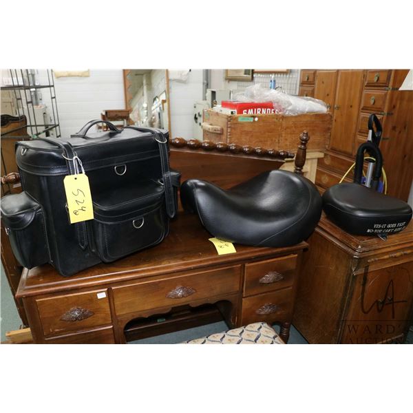 Motorcycle seat purportedly to fit a 2006 Honda Valkyrie and a universal fit, faux leather motorcycl
