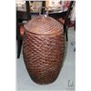 Image 1 : Large woven and lidded floor basket, 37" H
