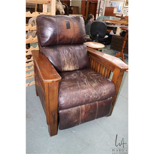 Modern Mission style oak recliner with just enough condition issues to give it character