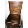 Image 2 : Modern antique style metal bound lidded wooden box, 25" H X 22" W X 21" D