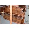 Image 3 : Selection of vintage furniture including 54" headboard, footboard with rails, a matching mirrored va