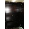 Image 2 : Large two door computer armoire with pull out keyboard tray with decorative inlaid cross banding, se