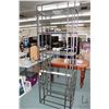 Image 1 : Shop made five tier metal shelving unit with glass shelves, 80" H X 28" W X 13" D