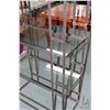 Image 2 : Shop made five tier metal shelving unit with glass shelves, 80" H X 28" W X 13" D