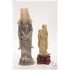 Image 1 : Two Japanese hand carved stone figures including 8 1/4" and 5 3/4"