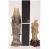 Image 3 : Two Japanese hand carved stone figures including 8 1/4" and 5 3/4"