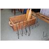 Image 1 : Primitive wooden box 11" high, 31"x18" plus contents including a pair of boot stretchers, and 2 chro