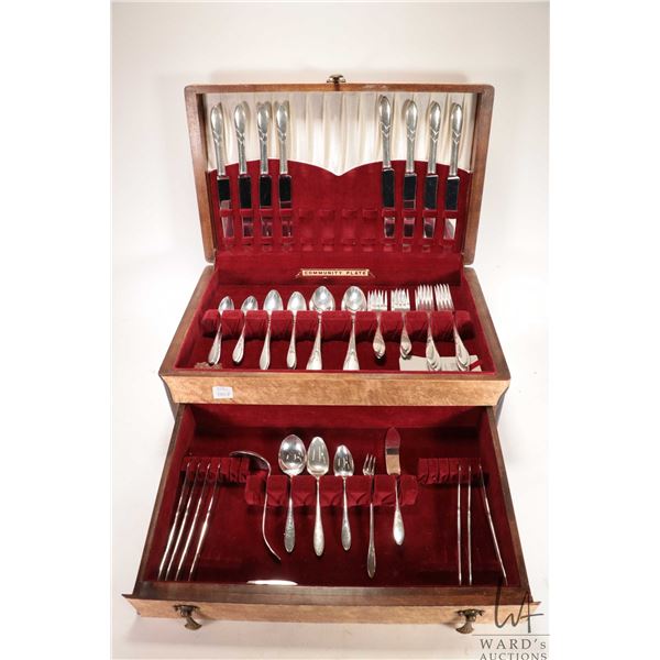 Wooden canteen with set of community plate flatware