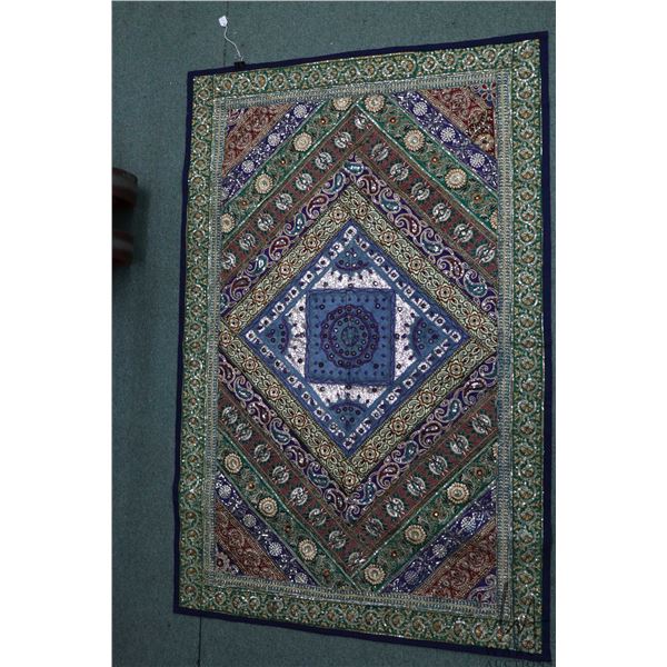 Modern tapestry with glitter and sequins 35" x 54". Note: Not available for shipping. Local pickup o