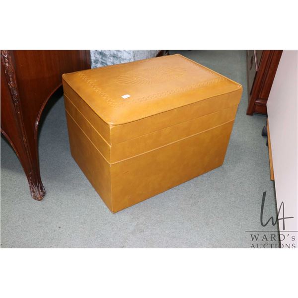Flip lid vintage ottoman for storage of LP records 16" high x 22"x16"