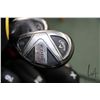 Image 10 : Callaway golfbag with a set of left handed Callaway clubs including five irons, five metal woods, an