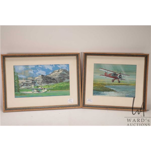 Graham Wragg, two framed original watercolour paintings including a Beechcraft Model 17 Staggerwing 