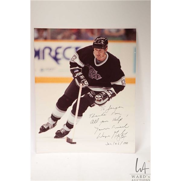Colour promotional Wayne Gretzky 1990 photo hand signed and dated Jan 26/1990, 20" X 16". All from t