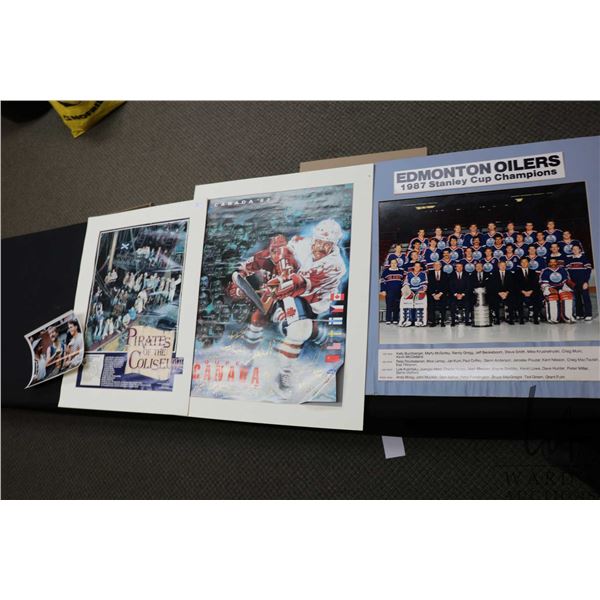 Selection of Oilers memorabilia from the 1986-87 heyday including a "Pirates of the Coliseum" origin
