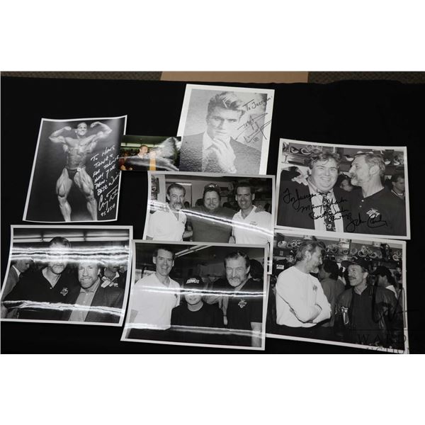 Selection of celebrity photos, some hand signed including Dolph Lundgren, John Candy, Chuck Norris e